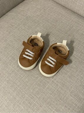 Carter's Brown and White Toddler Sneakers with Hook-and-Loop Strap